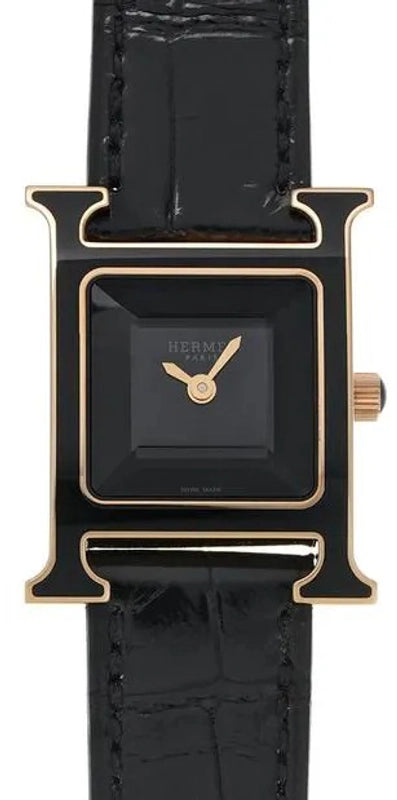 Hermes H Black Dial on Leather Ref HH1.270B with Papers