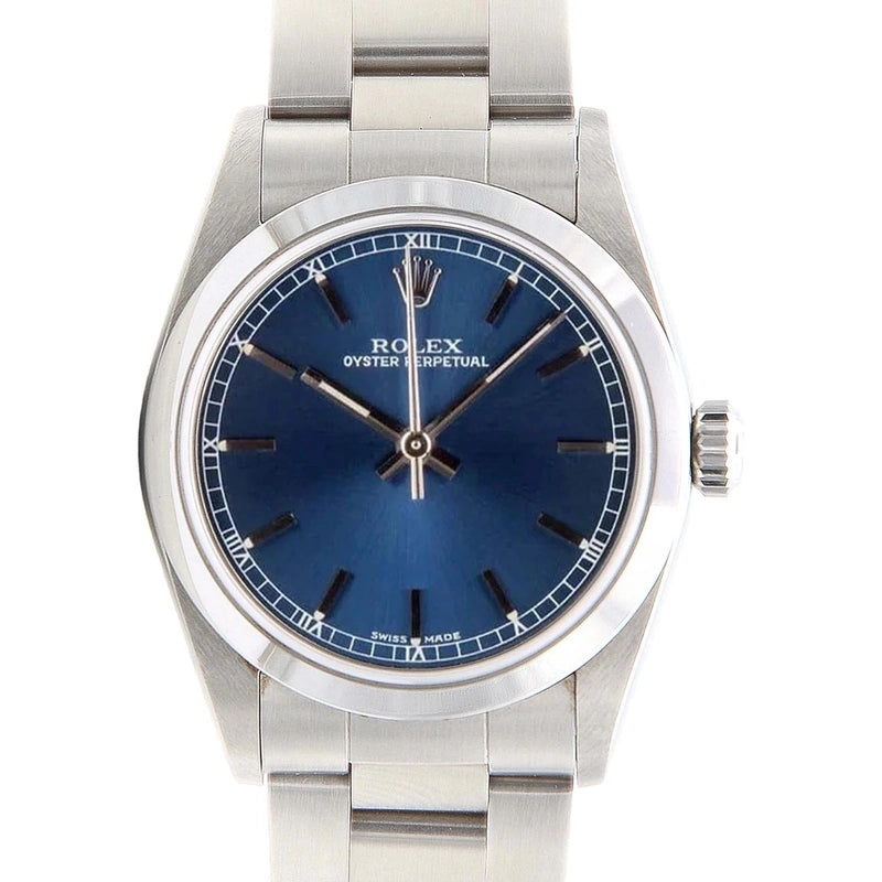 Rolex Oyster Perpetual Blue Stick Dial on Oyster Ref 67480 with Papers 1998