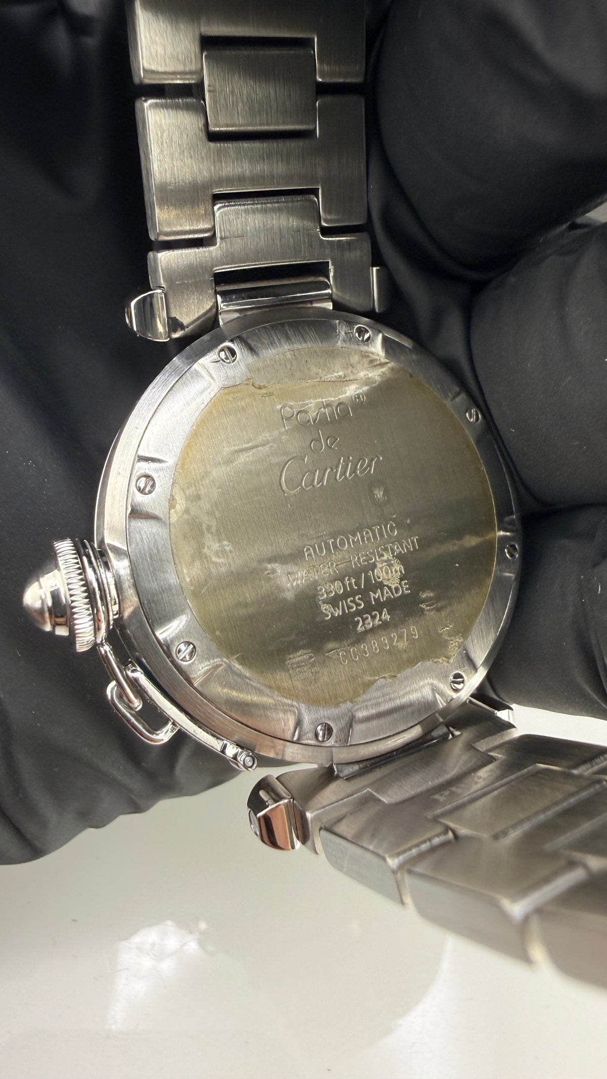 Cartier Pasha C Salmon Arabic Dial on Stainless Steel Bracelet Ref. 2324 / W31015M7 — view 4