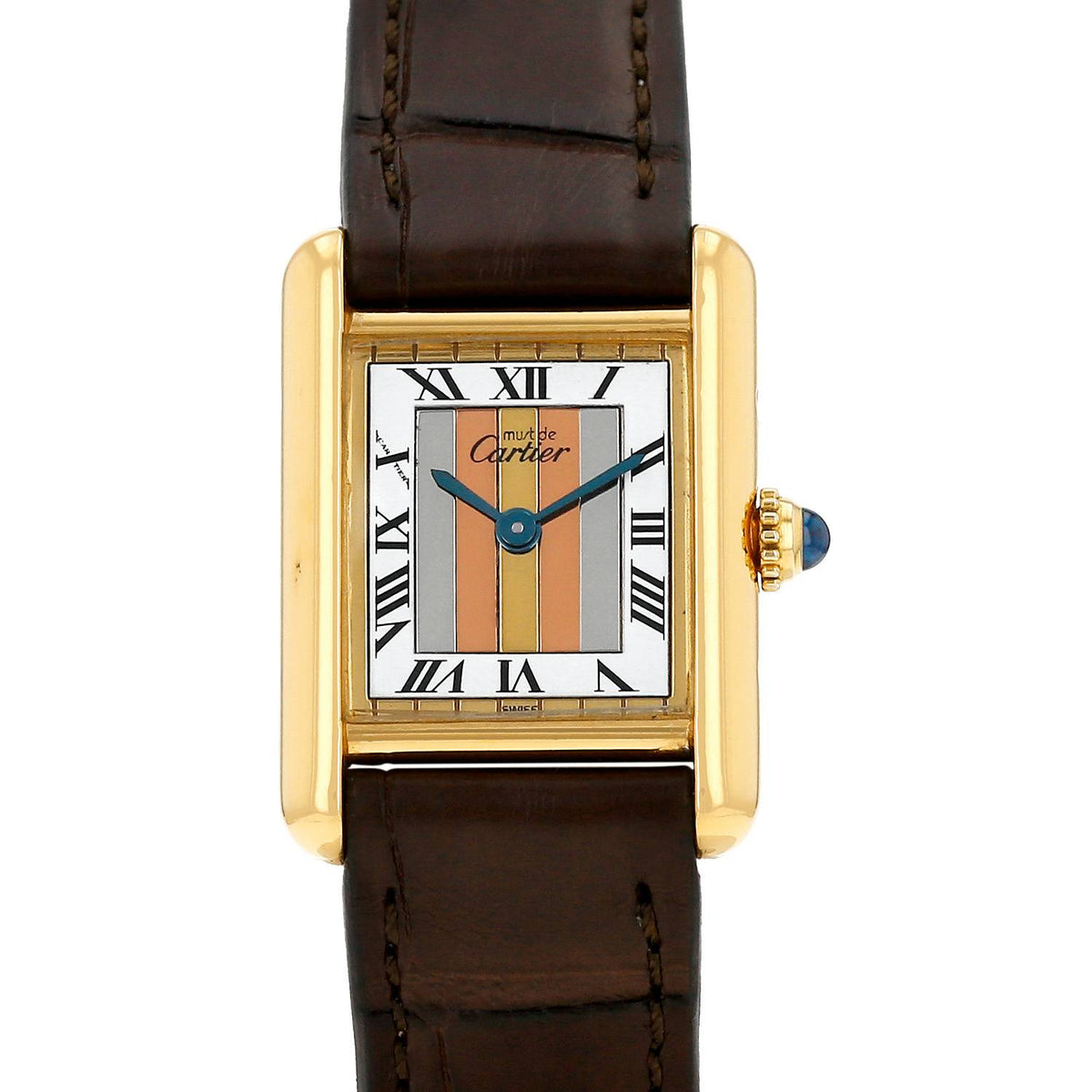 Cartier Tank Must Vermeil Trinity Dial on Generic Leather Band Ref. 18695
