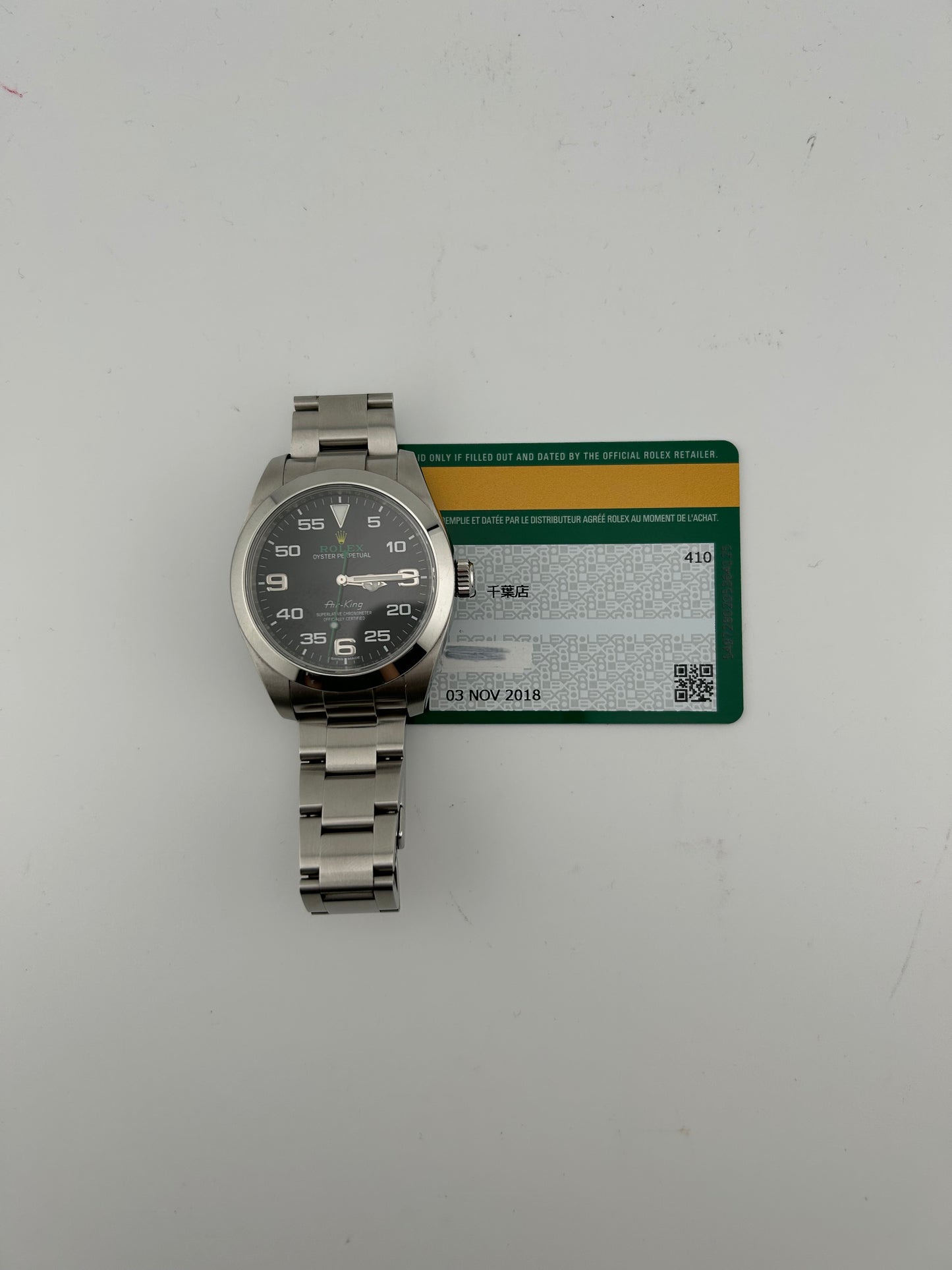 Rolex Airking Black Arabic Numerals Dial on Oyster Bracelet Ref. 116900 Card 2018 — view 7