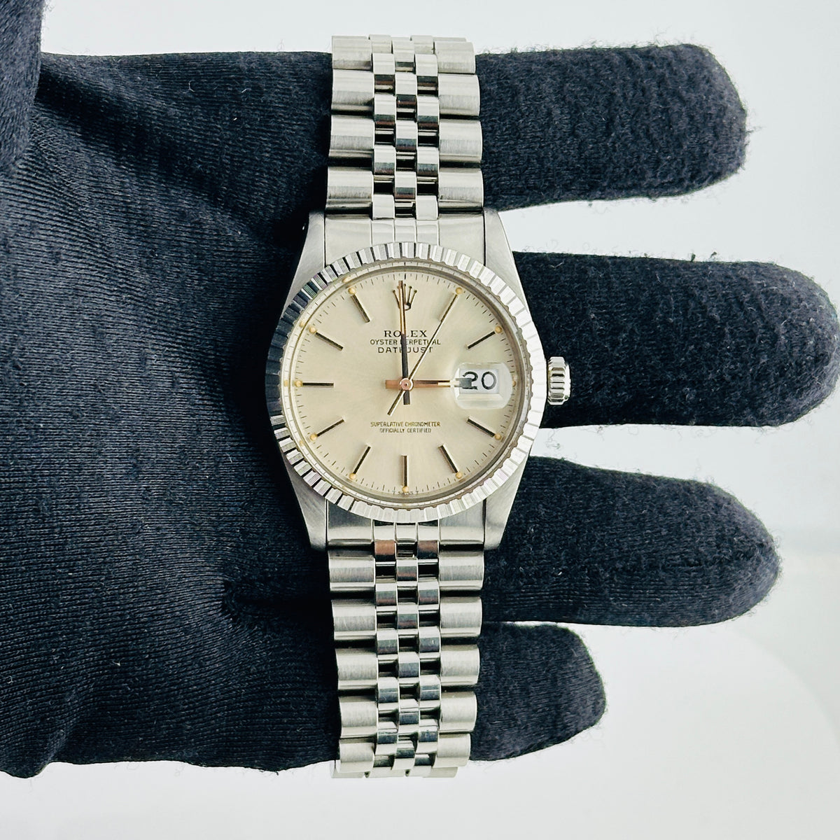 Rolex Datejust Silver Stick Dial on Jubilee D Link Bracelet Ref. 16030 1982 — view 3