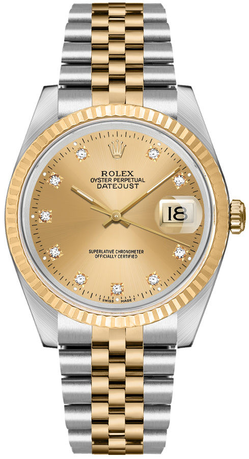 Rolex Datejust Champagne Diamond Factory Dial on D Link Jubilee Ref. 16233 1991