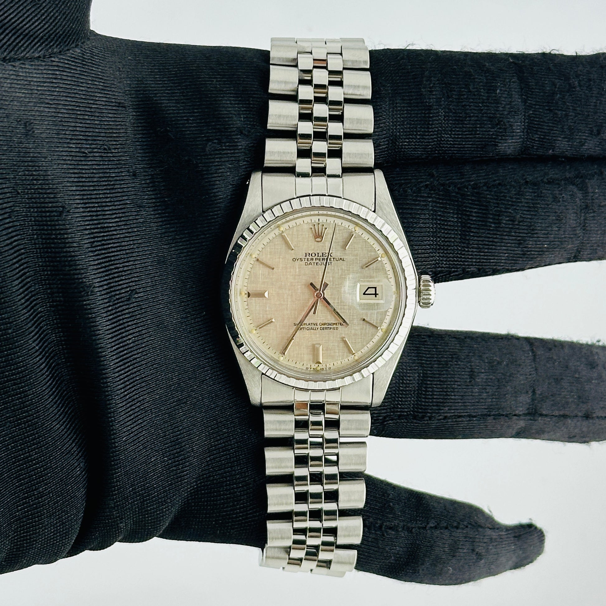 Rolex Datejust Silver Linen Dial on D Link Jubilee Ref. 1603 1973 — view 2