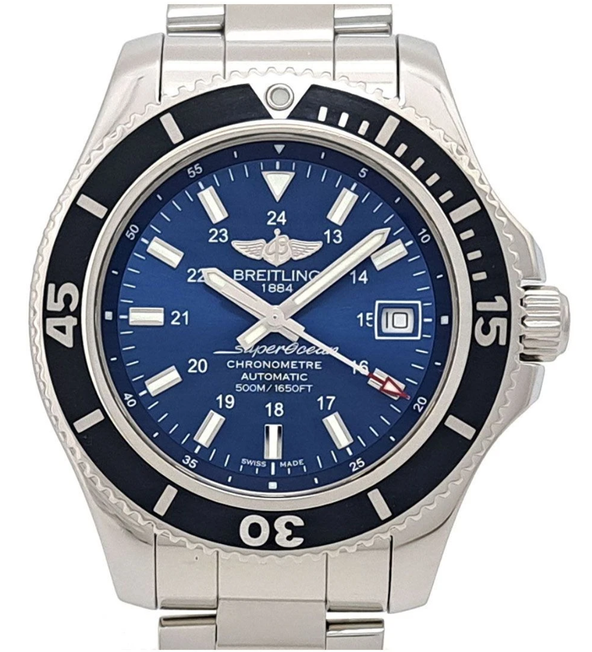 Breitling Superocean II Blue Index Dial on Blue Rubber Strap Ref. A17365D1 Complete 2018
