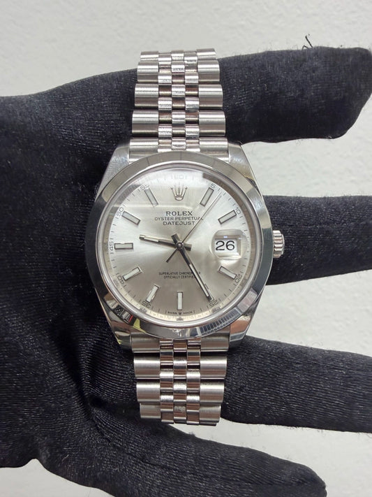 Rolex Datejust 41 Silver Index Dial on Jubilee Ref 126300 with New Style Card White 2019