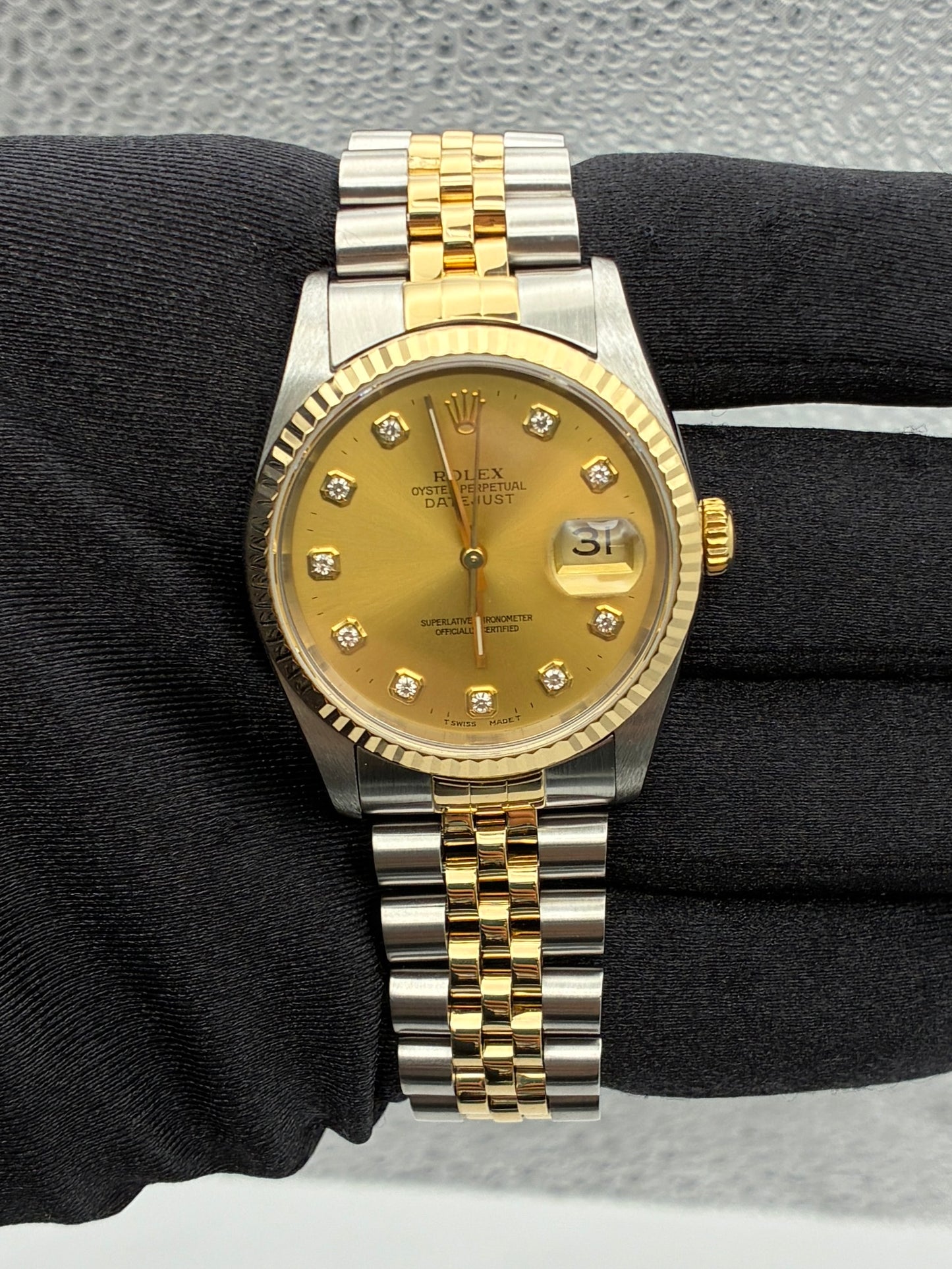 Rolex Datejust Champagne Diamond Factory Dial on Jubilee Ref. 16233 1995