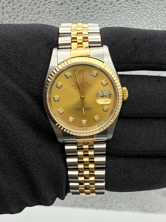 Rolex Datejust Champagne Diamond Factory Dial on Jubilee Ref. 16233 1995