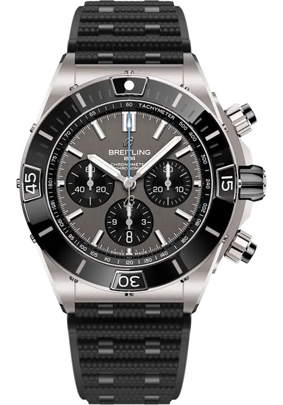 Breitling Super Chronomat B01 Anthracite Dial on Rubber Strap Ref EB0136251M1S1
