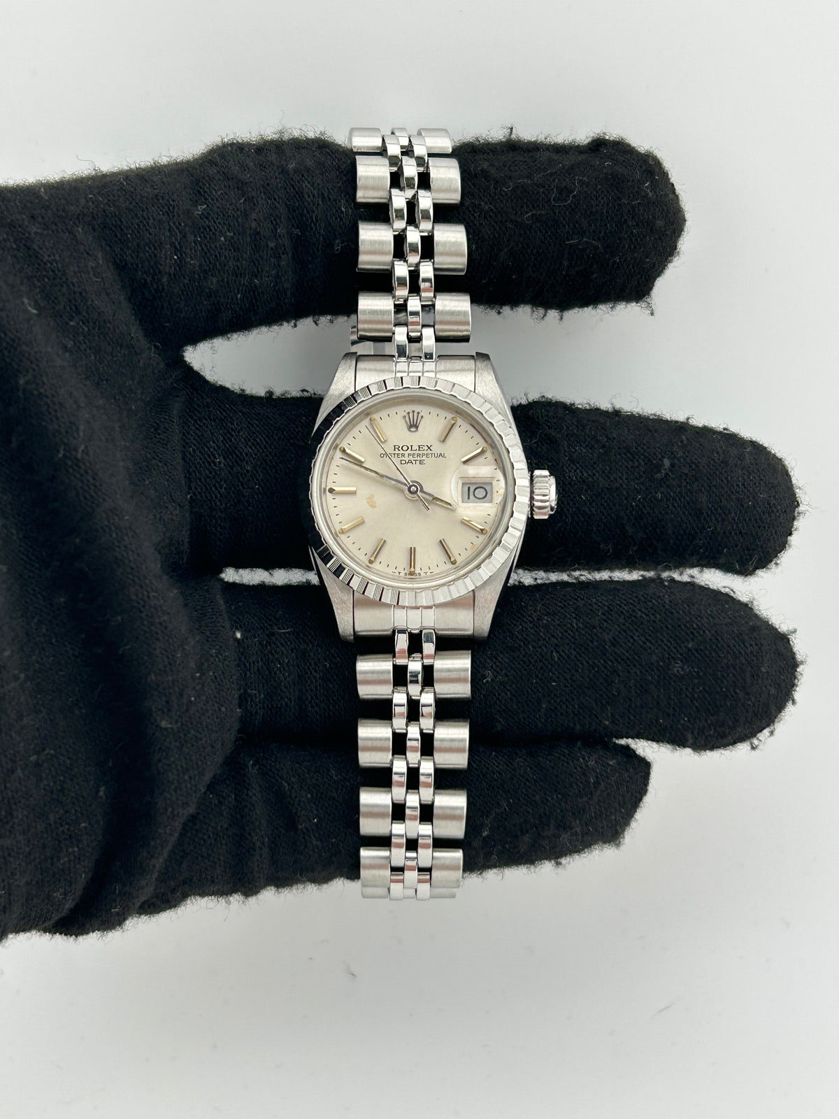 Rolex Oyster Perpetual Date Silver Index Dial on Jubilee D Link Bracelet Ref. 69240 1984