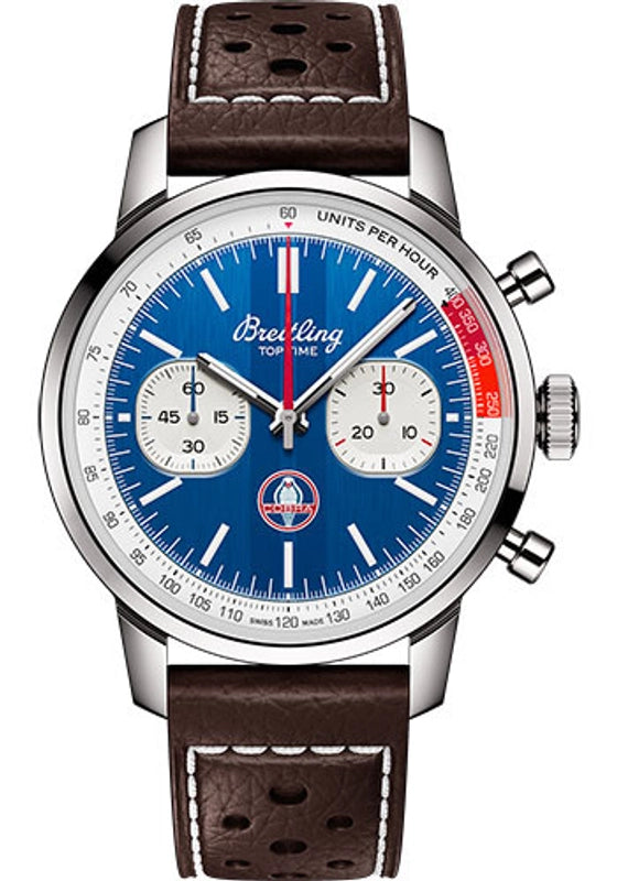 Breitling Top Time Blue Dial on Leather Strap Ref AB01763A1C1X1 with Card 2026