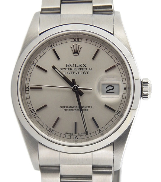 Rolex Datejust Silver Dial on Oyster Ref 16200 with Papers 2005