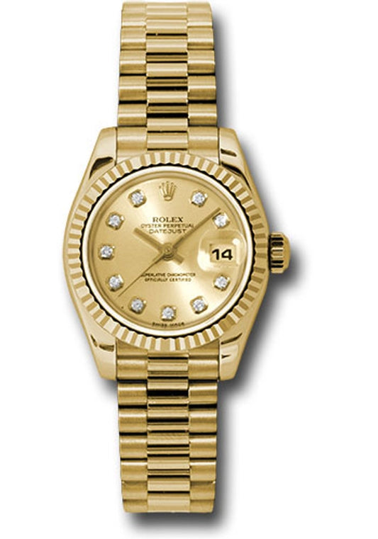 Rolex Datejust Lady President Champagne Diamond Dial on President Ref 179178 with Card Old Green 2011