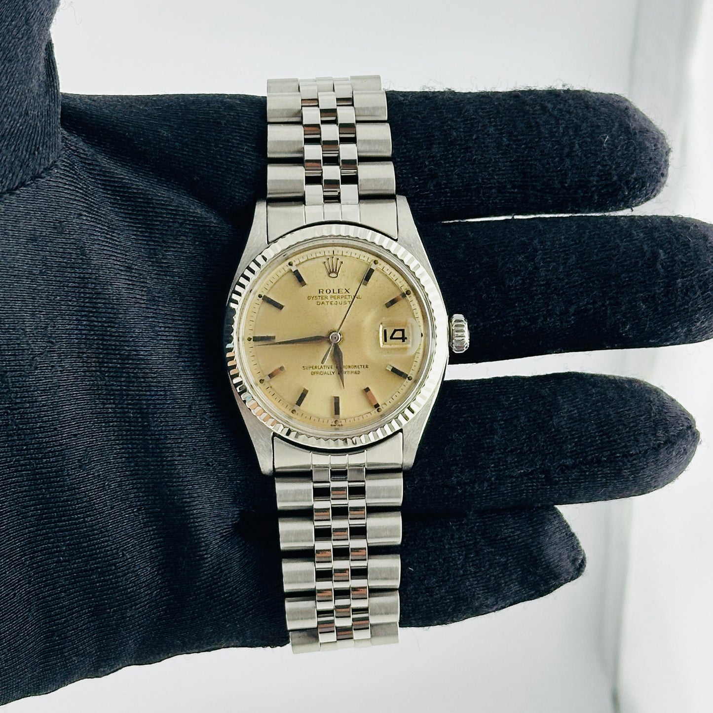 Rolex Datejust Silver Stick / Has Spots Dial on D Link Jubilee Bracelet Ref. 1601 1962 — view 2