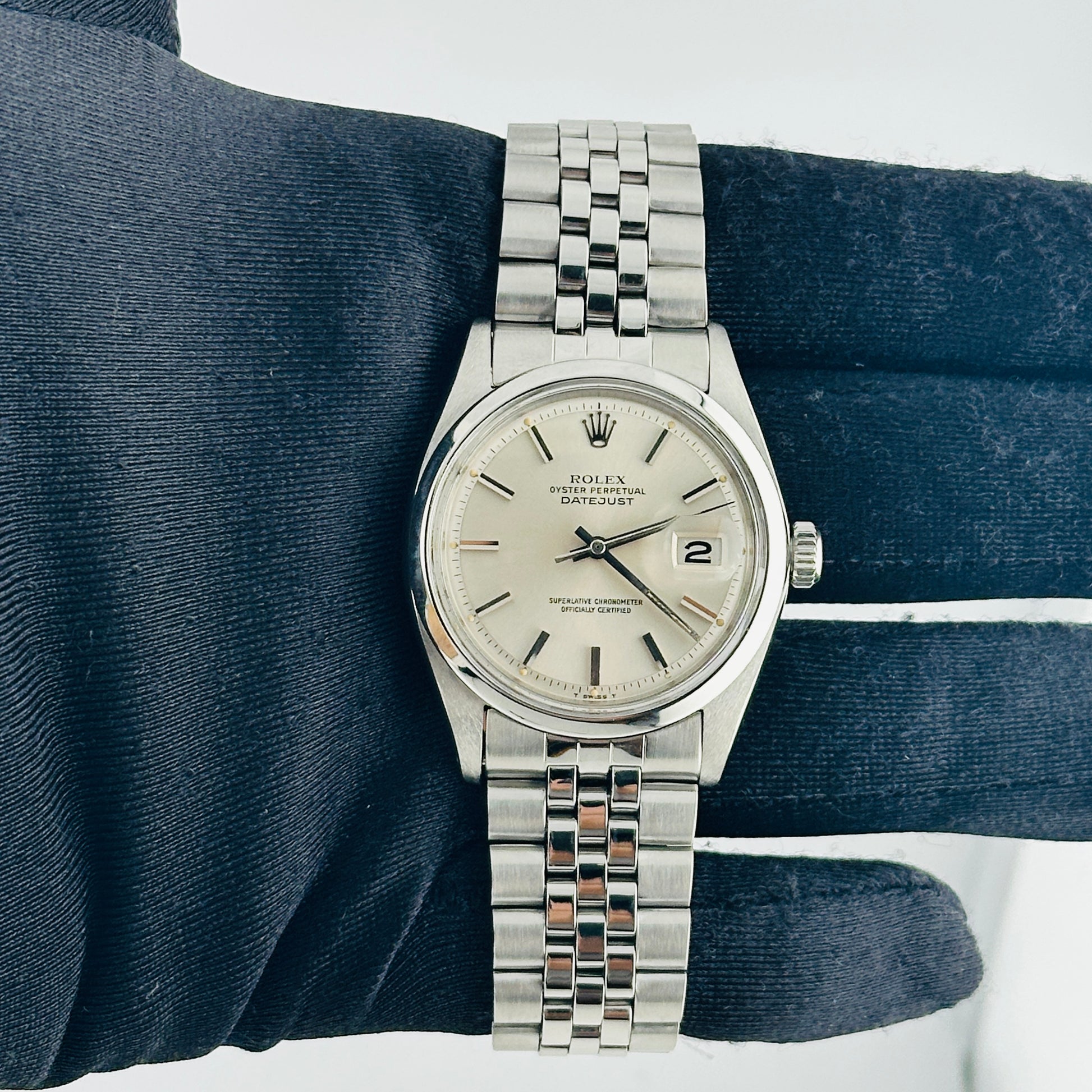 Rolex Datejust Silver Linen Dial on Jubilee Folded Ref. 1600 1969