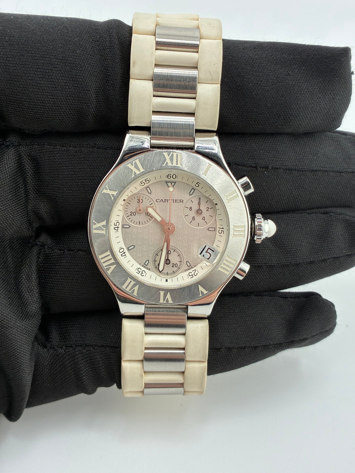 Cartier Chronoscaph 21 Silver Dial on Rubber Strap Ref. W10197U2 Papers 2007 — view 3