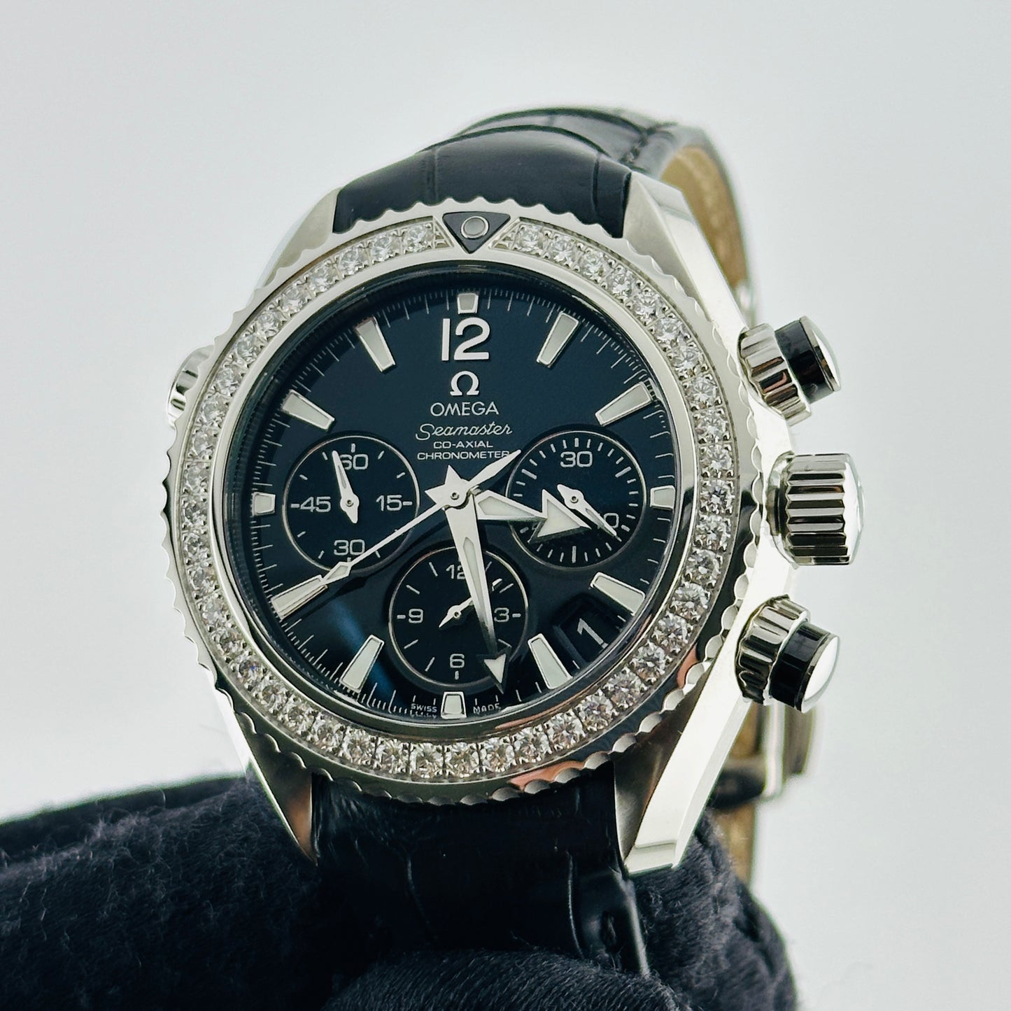 Omega Planet Ocean 600M Black Dial on Leather Band Ref. 222.18.38.50.01.001 Card Open Date — view 3