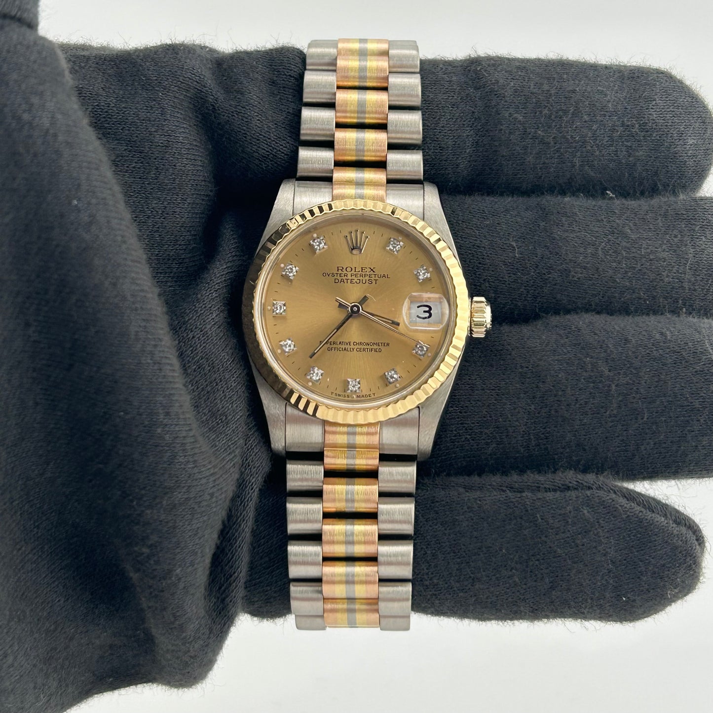 Rolex Datejust President Champagne Diamond Dial on Jubilee Ref. 68279 Papers 1993