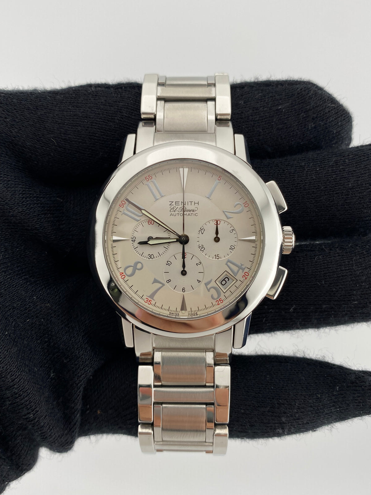 Zenith Port Royal V El Primero Chronograph White Dial on Stainless Steel Bracelet Ref. 02.0450.400 Complete 2003 — view 2