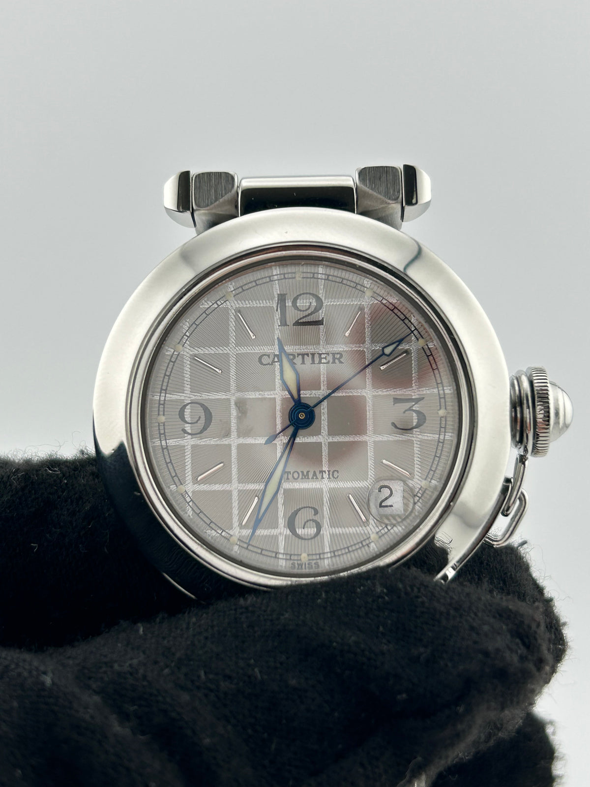 Cartier Pasha C Grey Dial on Stainless Steel Bracelet Ref. W31023M7 — view 3