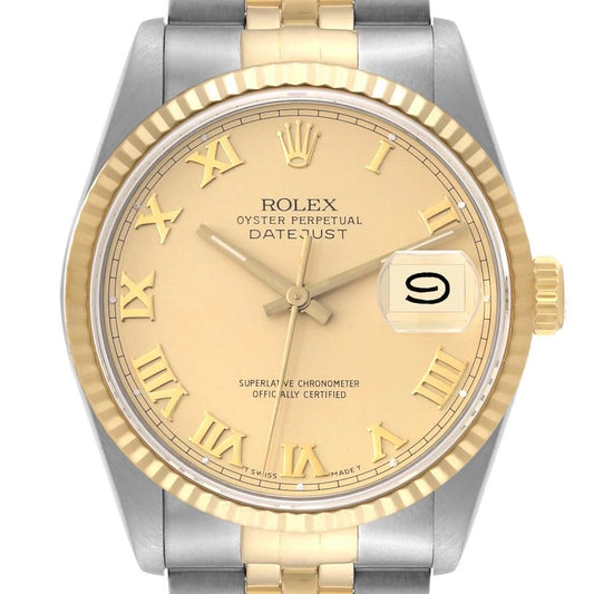 Rolex Datejust 36 Gold Roman Dial on Jubilee Ref 16233 with Papers 1997