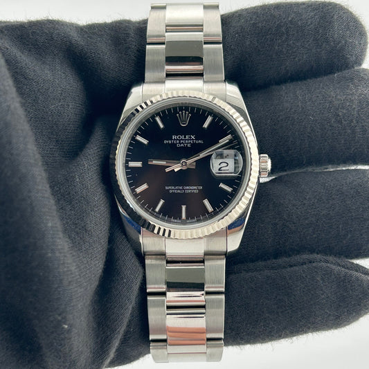 Rolex Oyster Perpetual Date Black Stick Dial on Oyster Ref. 115234