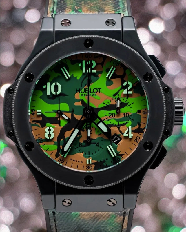 Hublot Big Bang Commando Jungle B/P Green Camouflage Dial on Leather & Rubber Ref 301.C1.8610.NR with Card 2012