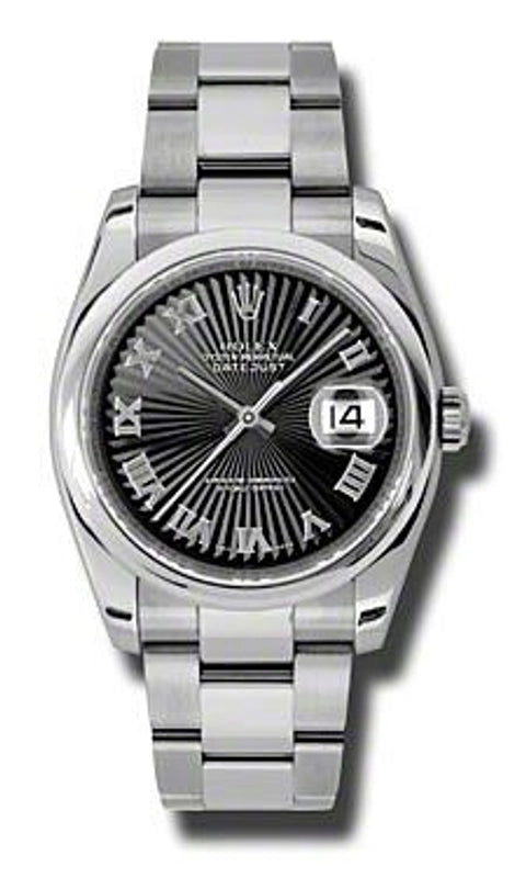 Rolex Datejust Black Sunburst Dial on Oyster Ref 116200 with Papers 2007