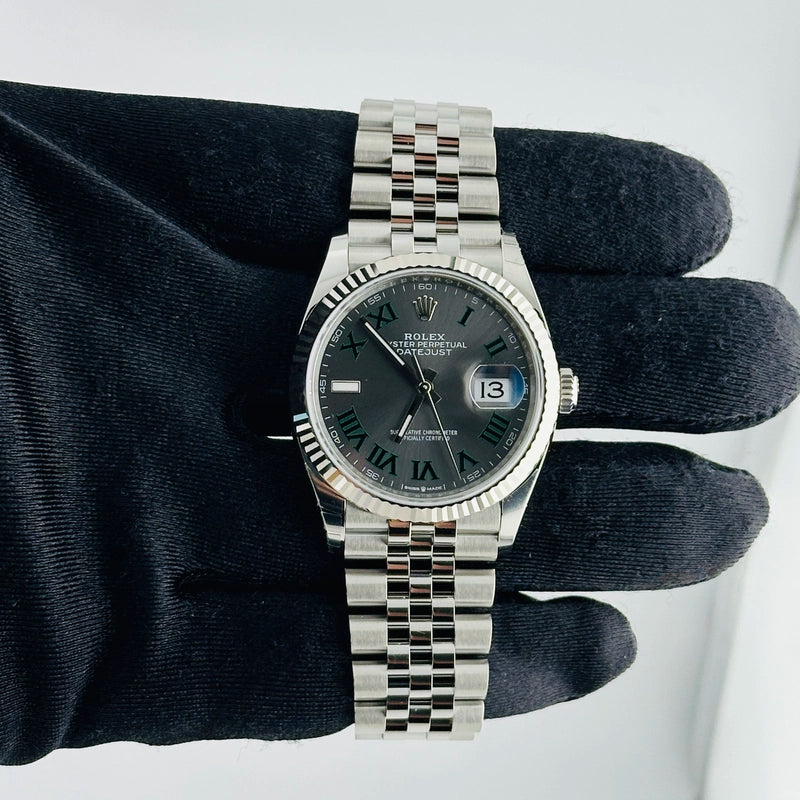 Rolex Datejust 36 Slate Roman Dial on Jubilee Ref 126234 with New Style Card Green 2026