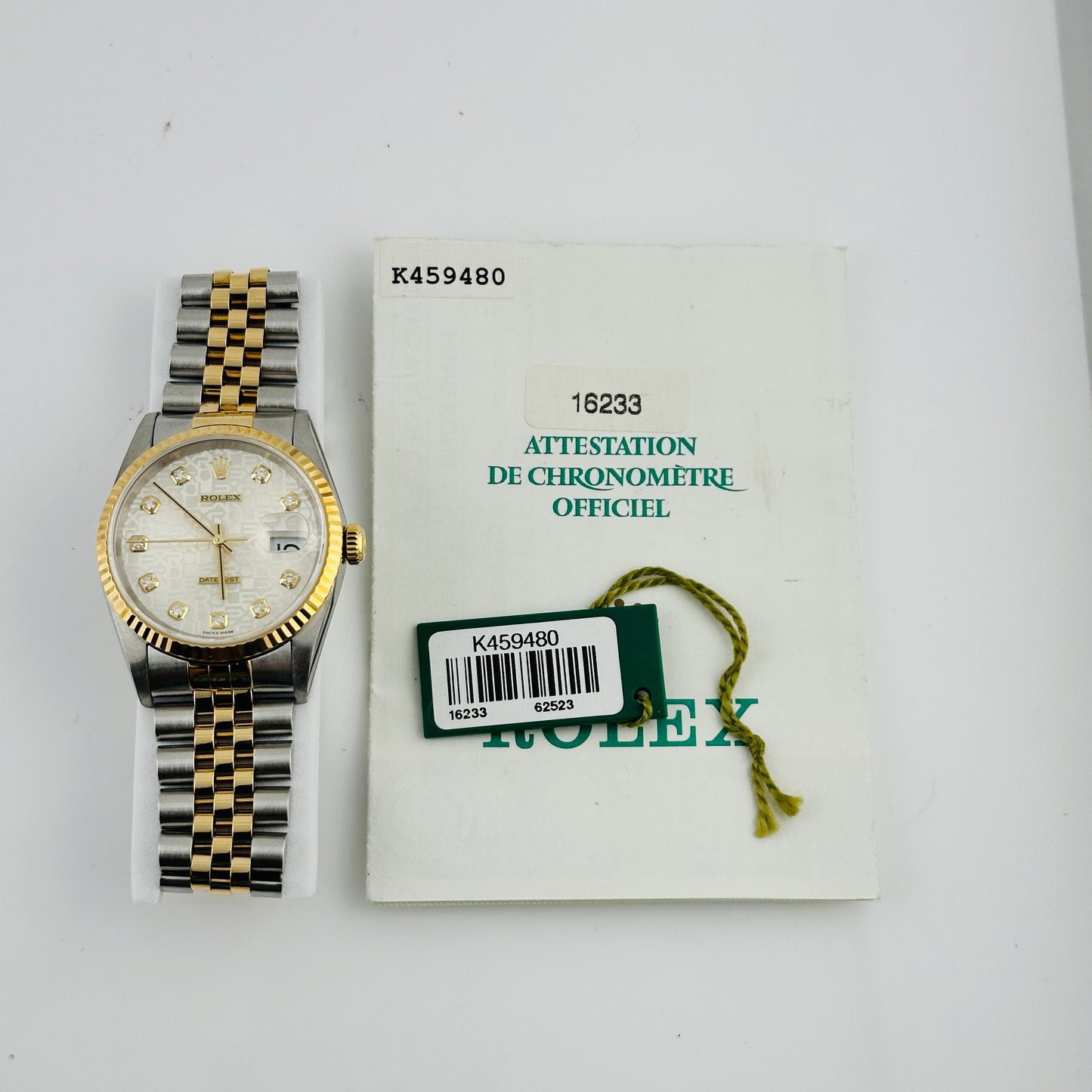 Rolex Datejust Anniversary Factory Diamond Dial Dial on D Link Jubilee Ref. 16233 Papers 2002 — view 7