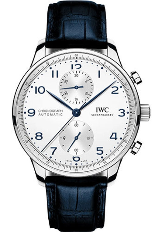 Iwc Portugieser Chronograph Silver Dial on Leather Strap Ref IW371605 with Card 2023