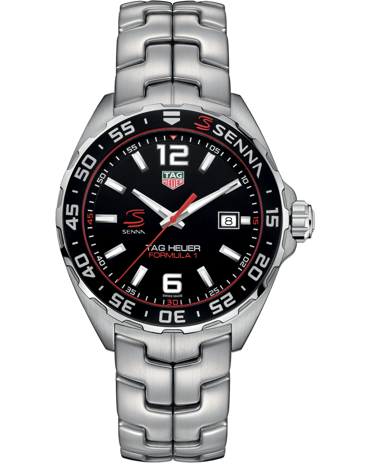 Tag Heuer Formula 1 Senna Special Edition Black Dial on Stainless Steel Bracelet Ref. WAZ1012.BA0883