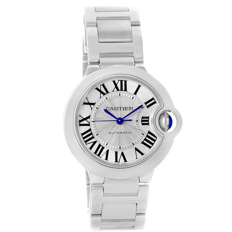 Cartier Ballon Bleu Silver Roman Numerals Dial on Stainless Steel Bracelet Ref. W6920046 Papers 2016