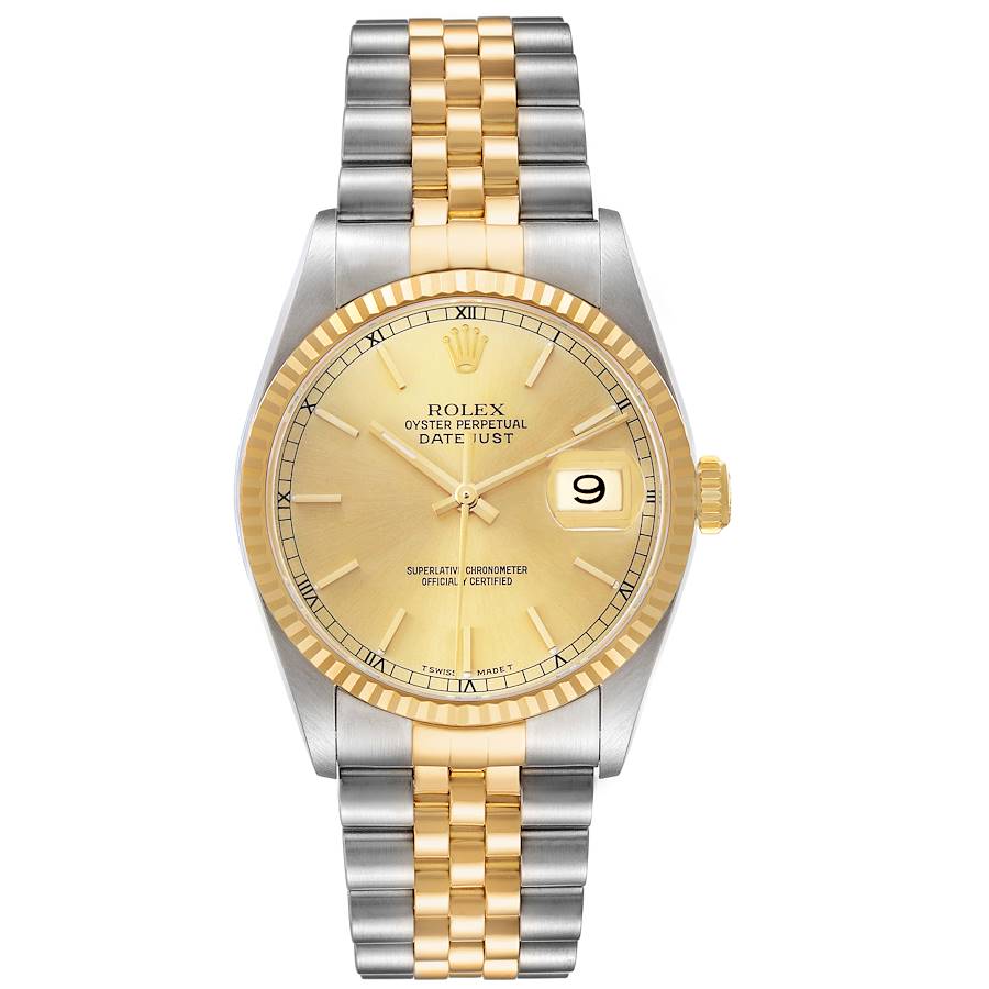 Rolex Datejust Champagne Stick Dial on D Link Jubilee Ref. 16233 Papers 1993