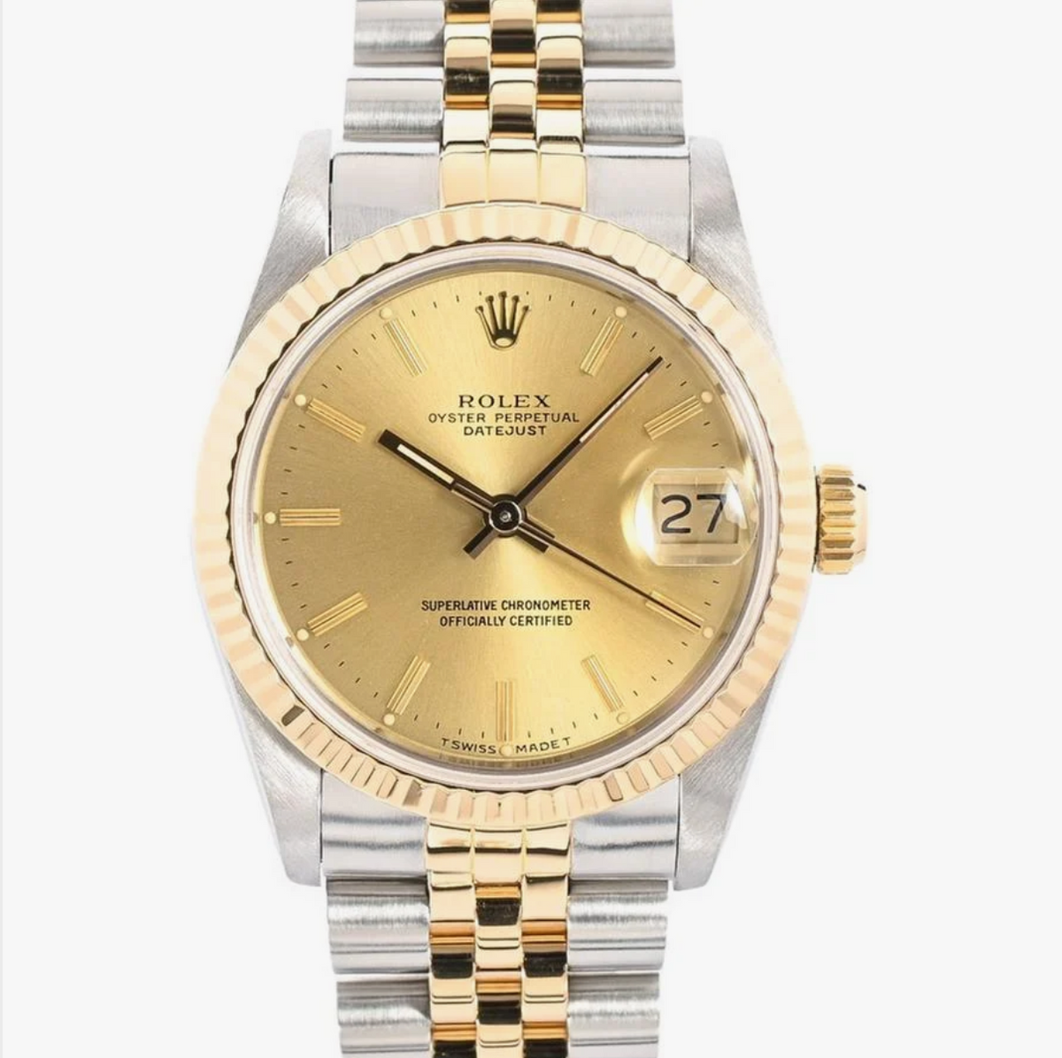 Rolex Datejust Champagne Stick Dial on Jubilee Ref. 68273 Papers Open Date