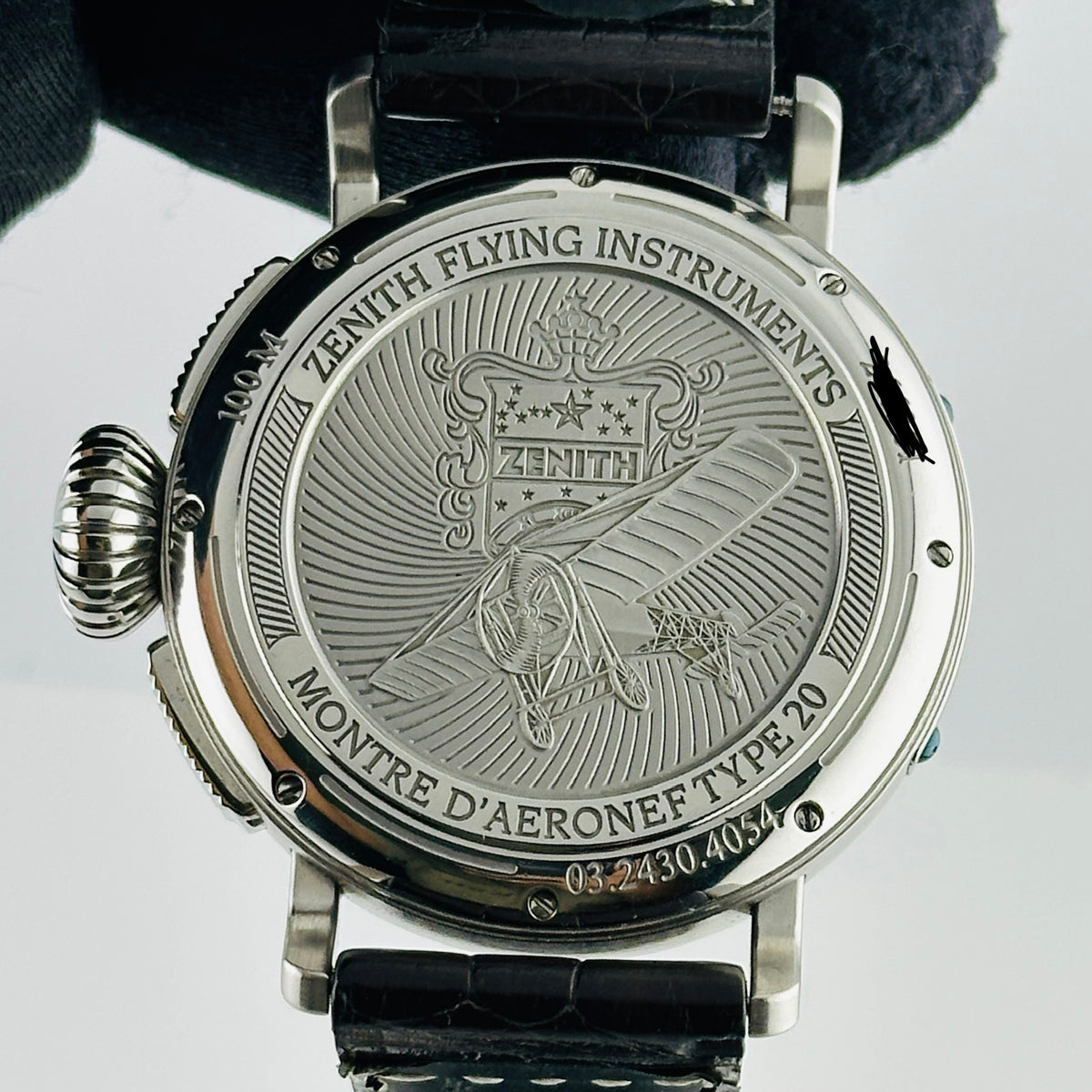 Zenith Pilot Type 20 Montre d'Aeronef Black Dial on Leather Band Ref. 03.2430.4054 Complete Open Date — view 4
