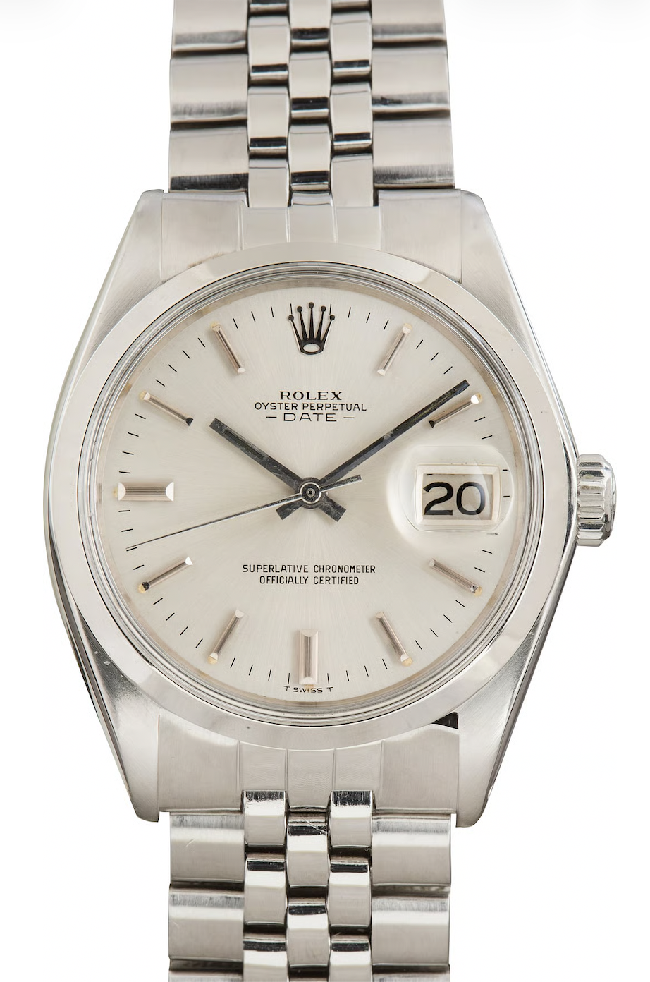 Rolex Oyster Perpetual Date Silver Stick Dial on Oyster Bracelet Ref. 15000 1981