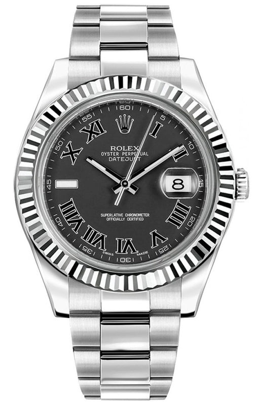 Rolex Datejust II Black Roman Dial on Oyster Ref 116334 with Card Old Green 2012