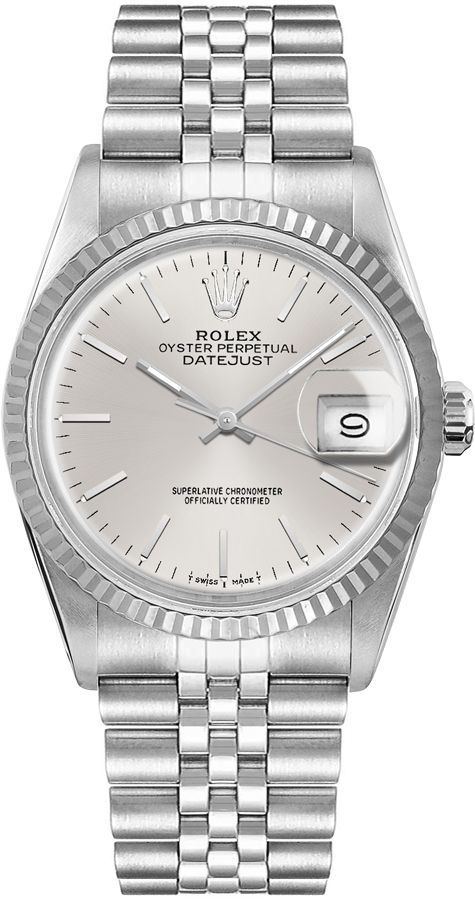 Rolex Datejust 36 Silver Stick Dial on Jubilee D Link Bracelet Ref. 16014 1985