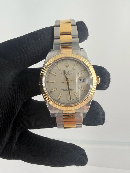 Rolex Datejust II Ivory Stick Dial on Oyster Ref 116333 with Card Old Green 2010