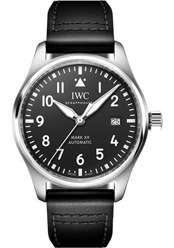 Iwc Pilot's Watch Mark XX Black / Arabic Numerals Dial on Leather Strap Ref IW328201 with Card 2025