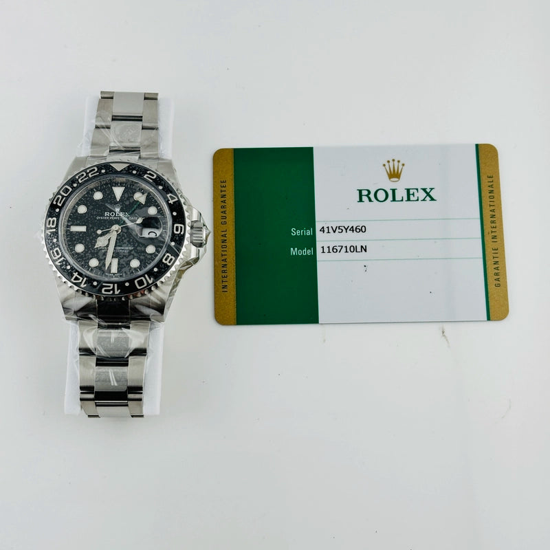 Rolex GMT-Master II Black Dial on Oyster Ref 116710LN with New Style Card White 2019