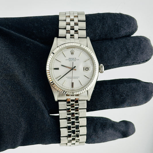 Rolex Datejust White Refinished Dial on Folded Jubilee Ref. 1601 1972