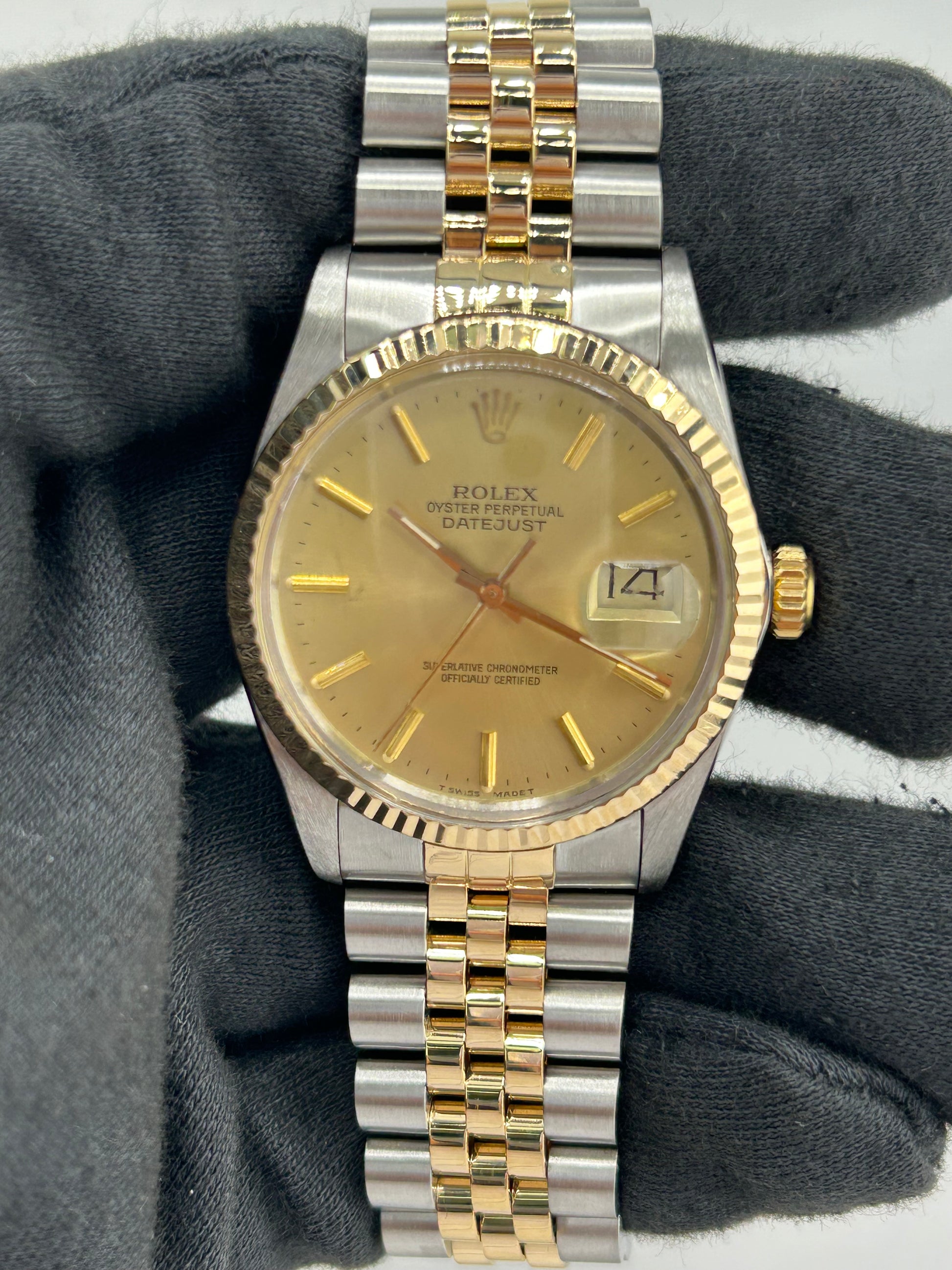 Rolex Datejust Champagne Stick Dial on D Link Jubilee Bracelet Ref. 16013 1987 — view 2