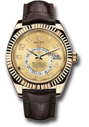 Rolex Sky Dweller Champagne Arabic Dial on Leather Ref. 326138 Card 2021