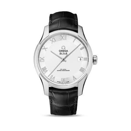 Omega De Ville Silver Roman Dial on Leather Ref. 433.13.41.21.02.001 Complete Open Date
