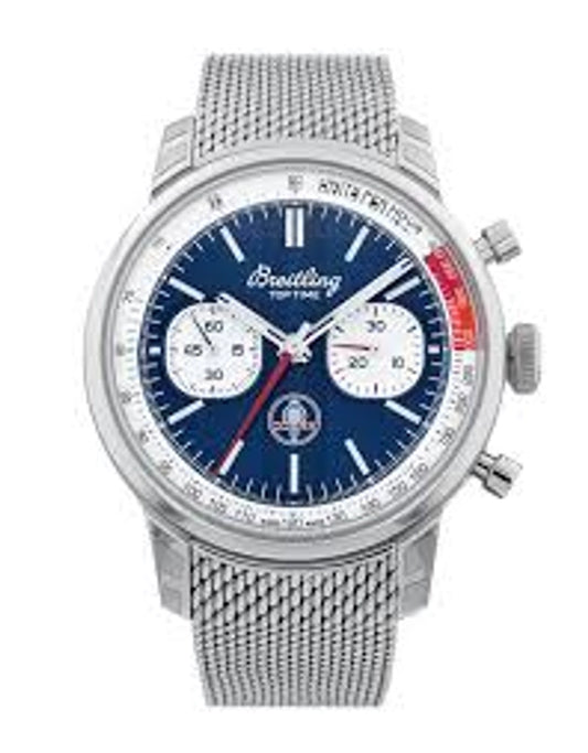 Breitling Top Time Blue Dial on Mesh Steel Ref AB01763A1C1A1 with Card