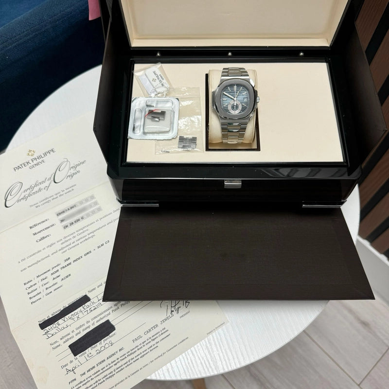 Patek Philippe Nautilus Blue Dial on Bracelet Ref 5980/1A-001 with Papers 2008