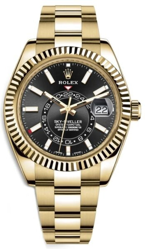 Rolex SkyDweller Black Stick Dial on Oyster Ref 326938 with New Style Card Green 2021