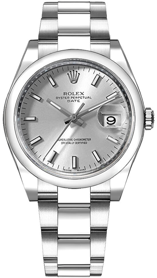 Rolex Oyster Perpetual Date Silver Stick Dial on Oyster Ref. 115200 Card 2012